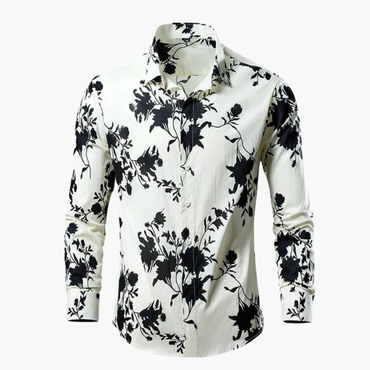 Męska Koszula w Kwiatowy Print z Długim Rękawem | Botaniczny