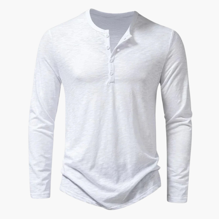 Men's Casual Henley Shirt | Long Sleeve and Rounded Hem | Everyday Casual Style