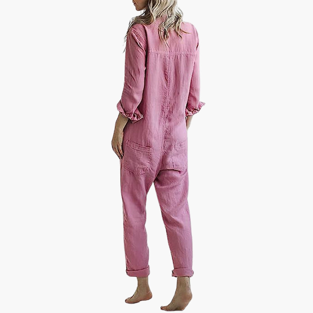 Women's Jumpsuit with Long Sleeves | Shirt Collar and Relaxed Fit | Casual Elegance