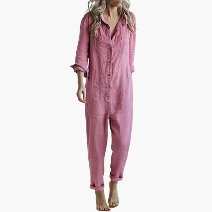 Women's Jumpsuit with Long Sleeves | Shirt Collar and Relaxed Fit | Casual Elegance
