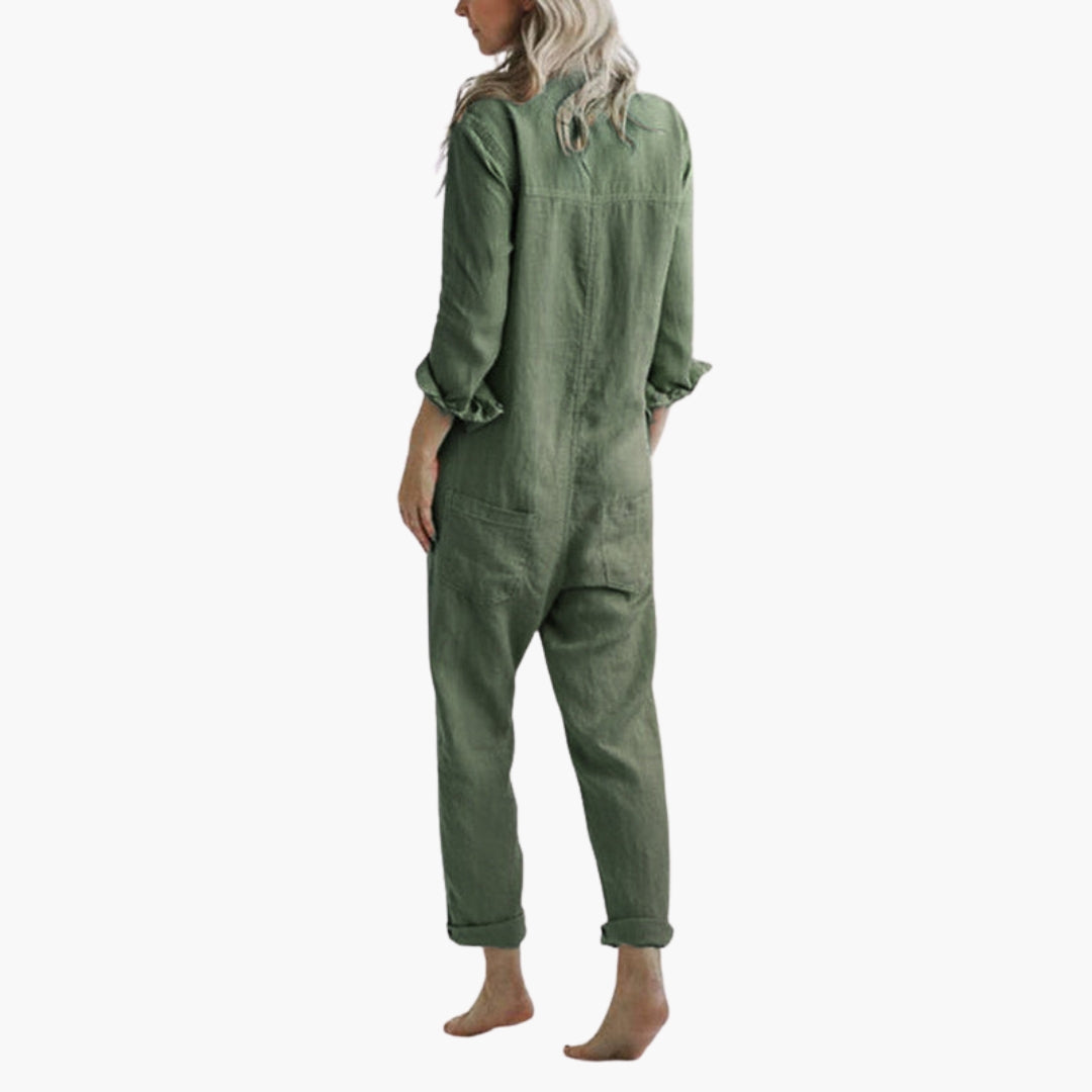 Women's Jumpsuit with Long Sleeves | Shirt Collar and Relaxed Fit | Casual Elegance