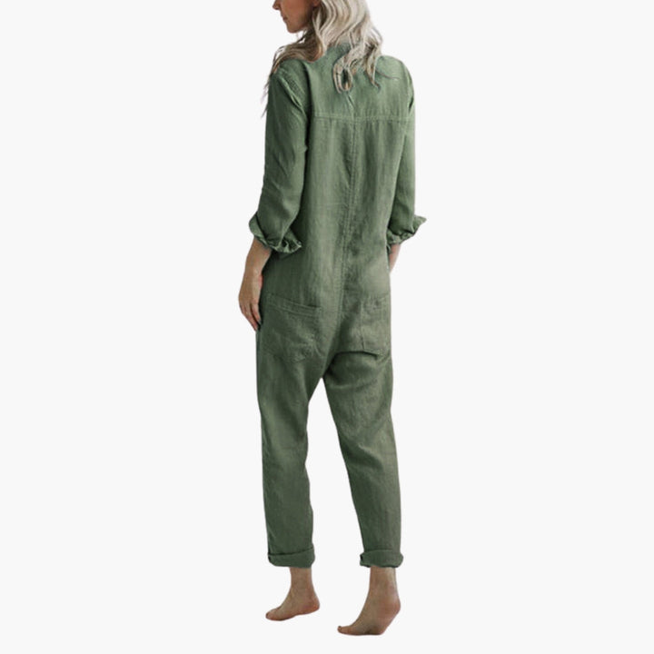 Women's Jumpsuit with Long Sleeves | Shirt Collar and Relaxed Fit | Casual Elegance