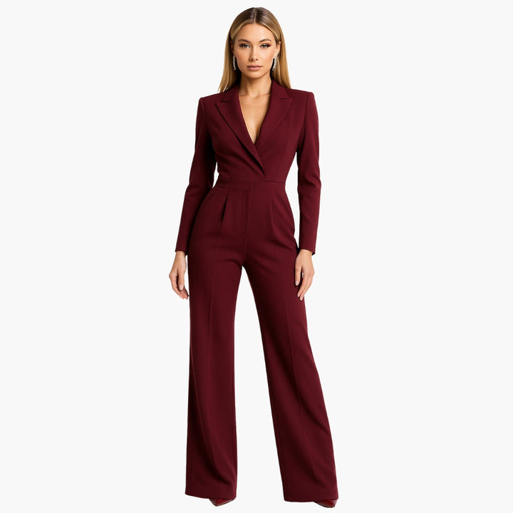 Women's Jumpsuit | Fitted Jumpsuit with Wide Legs | Wrap Front | Elegant Formal Style