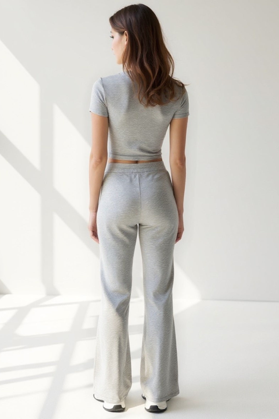 Women's Co-Ord Set | Short Sleeve Crop Top | Bell Bottom Pants | Modern Feminine Style