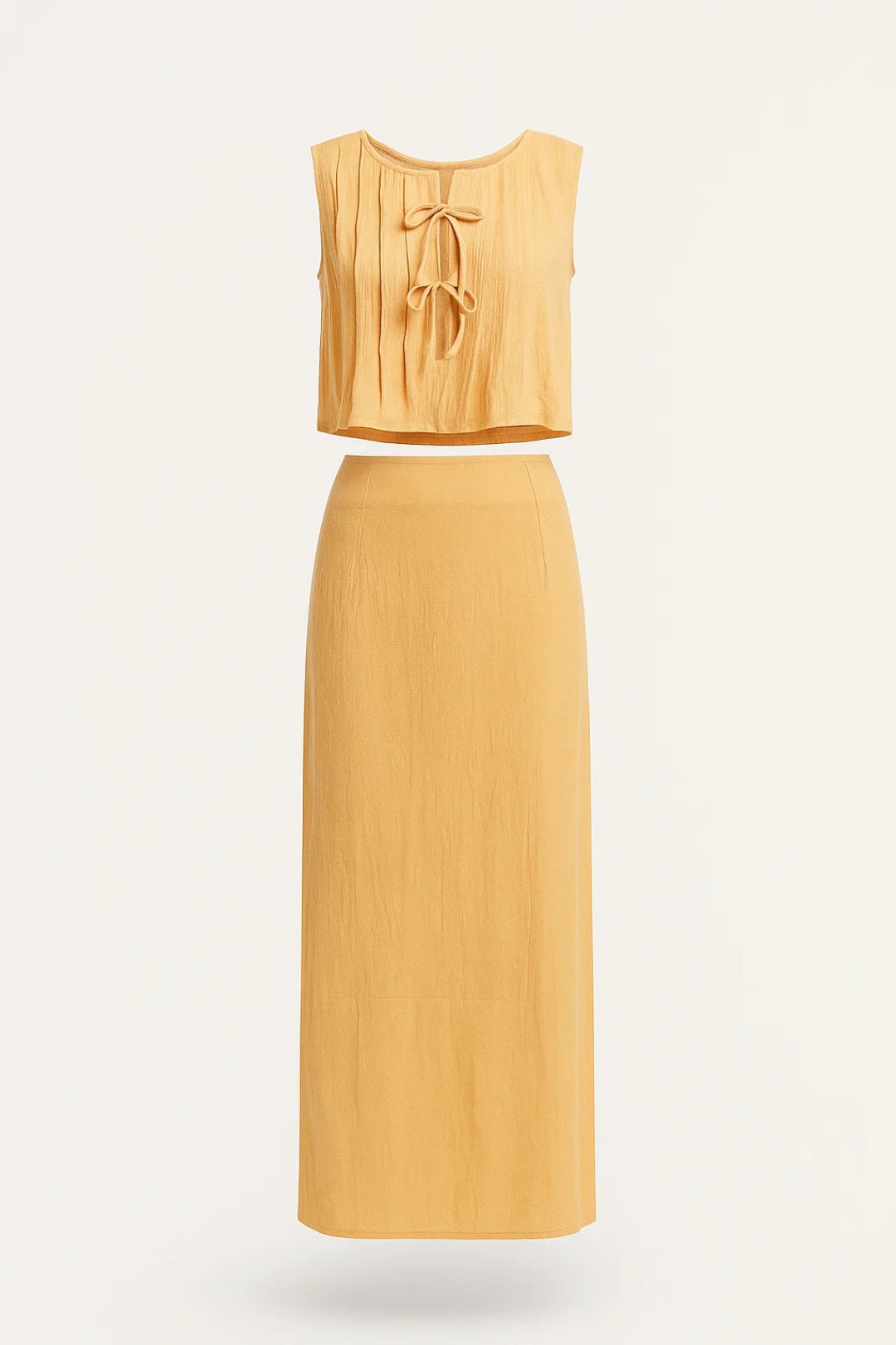 Damski Komplet Dwuczęściowy | Luźny Top i Długa Spódnica Maxi | Wiązanie Z Przodu | Elegancki Styl Letni