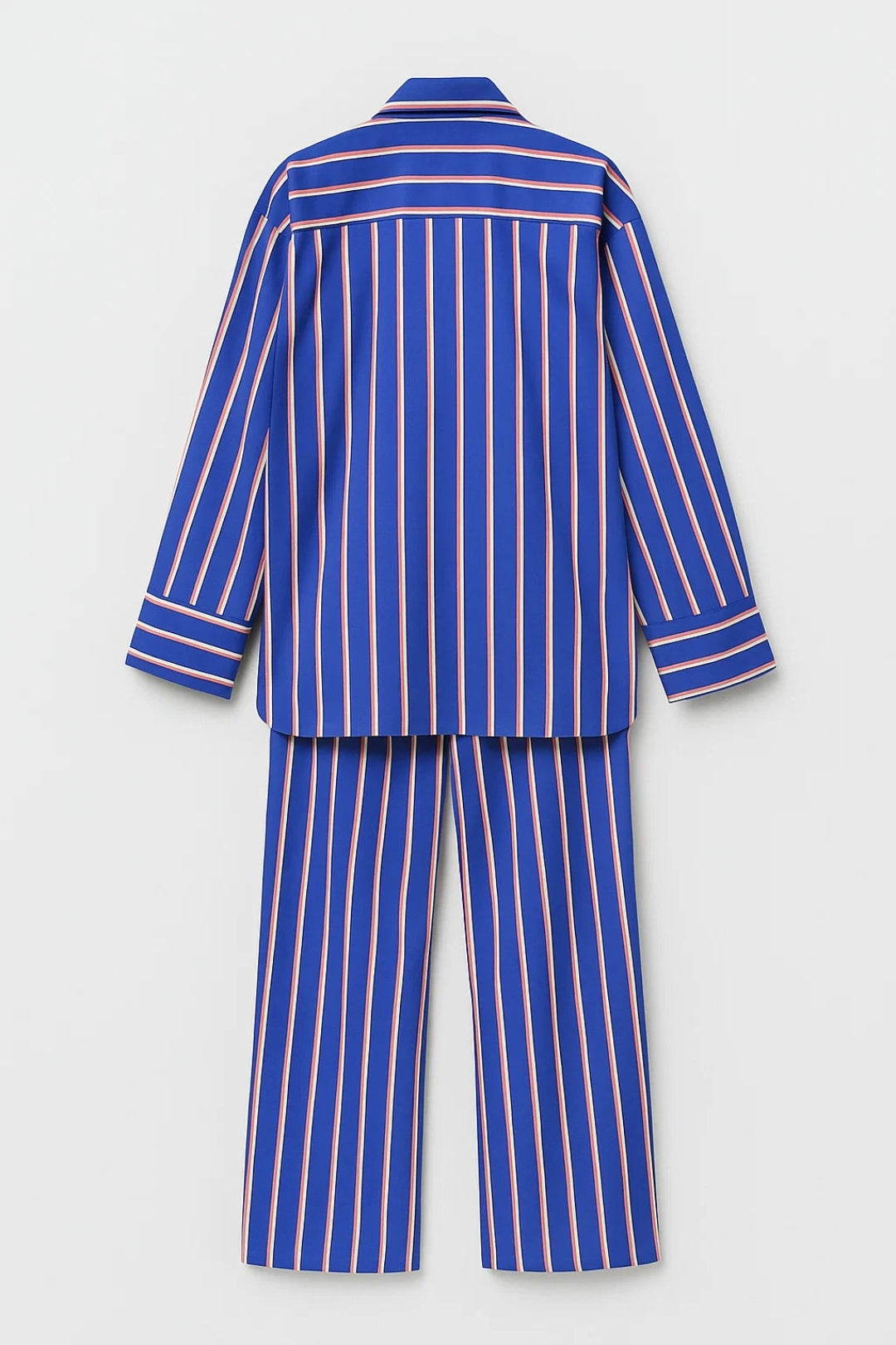 Women's Striped Set | Oversized Button-Up Shirt | Straight Pants | Modern Urban Style