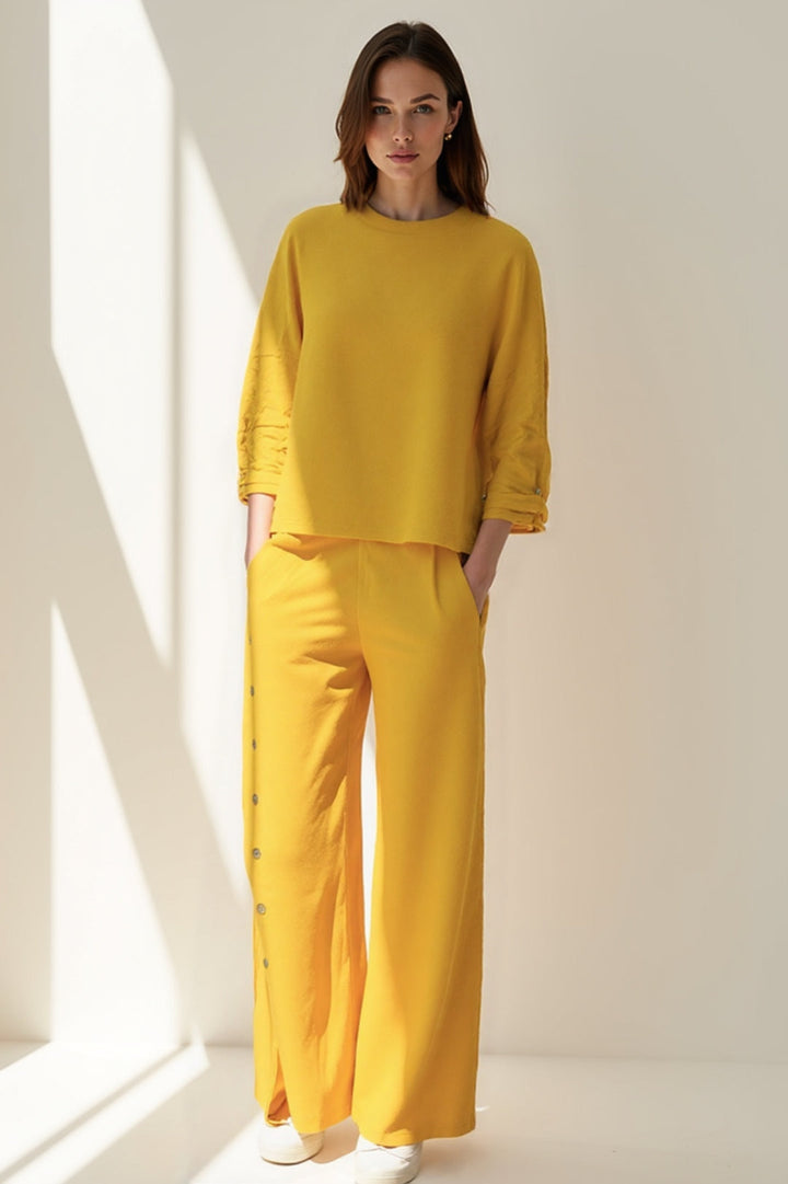 Women's Co-Ord Set | Oversized Long Sleeve Blouse | Wide Pants | Minimalist Everyday Style
