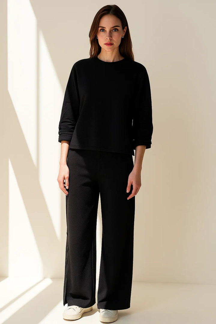 Women's Co-Ord Set | Oversized Long Sleeve Blouse | Wide Pants | Minimalist Everyday Style