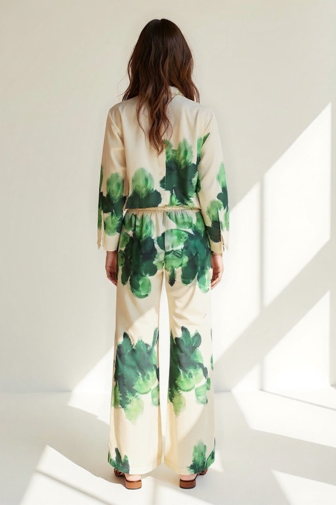 Women's Co-Ord Set | Floral Print Shirt | Wide Flowing Pants | Modern Feminine Style