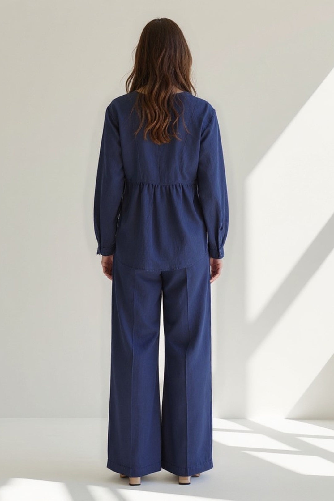Women's Co-Ord Set | Sheer Long Sleeve Blouse | Wide Pants | Modern Feminine Style