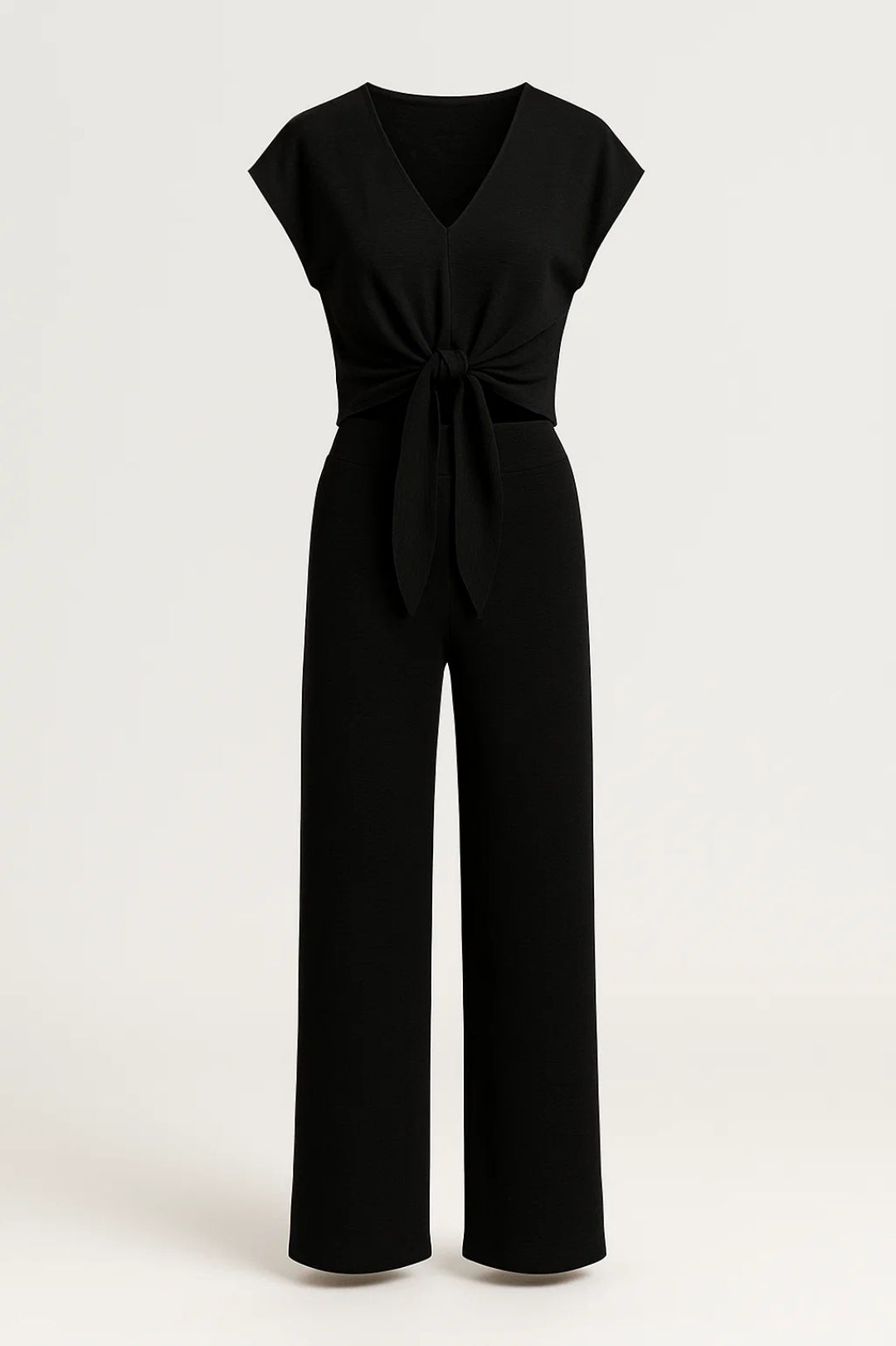 Women's Elegant Jumpsuit | Front Tie Design | Flowing Wide Leg Silhouette | Modern Feminine Style
