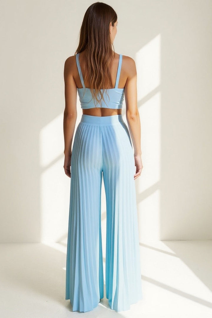 Women's Co-Ord Set | Front Tie Top | Pleated Wide Pants | Modern Feminine Style