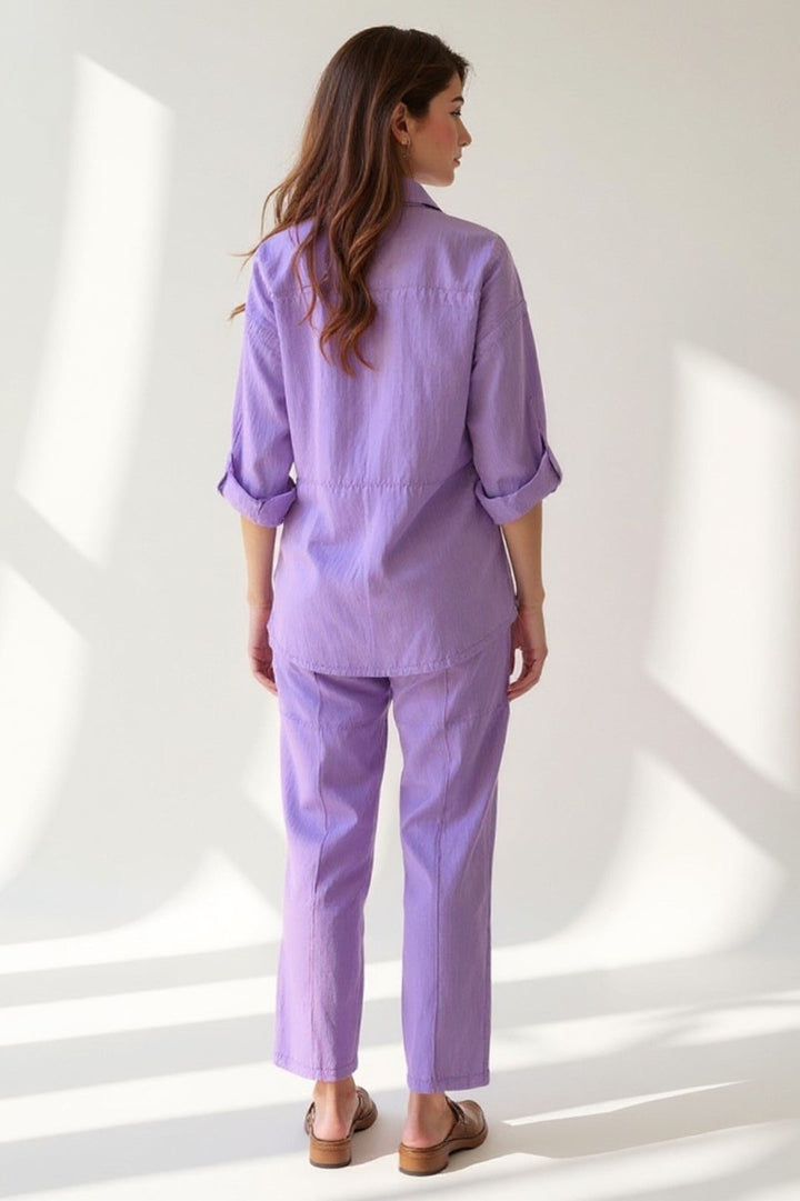 Women's Co-Ord Set | Oversized Button-Up Shirt | Straight-Leg Pants | Casual Everyday Style