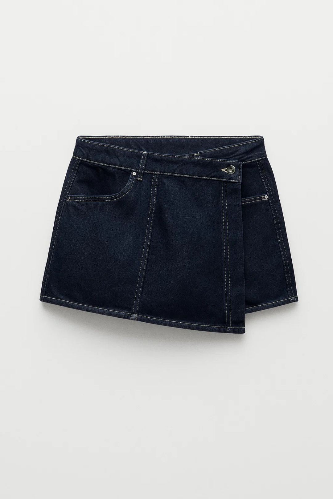 Damski Komplet Denim Style | Krótka Koszula Na Guziki | Asymetryczna Mini Spódnica | Nowoczesny Styl Casual