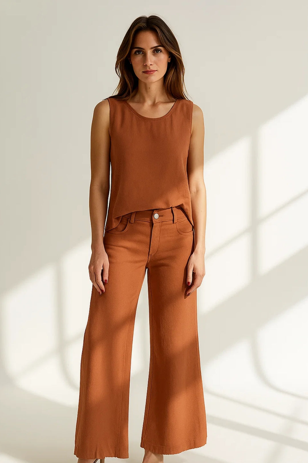 Women's Co-Ord Set | Sleeveless Top | Wide Pants | Modern Minimalist Style