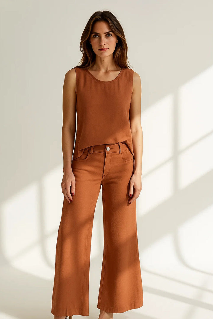 Women's Co-Ord Set | Sleeveless Top | Wide Pants | Modern Minimalist Style