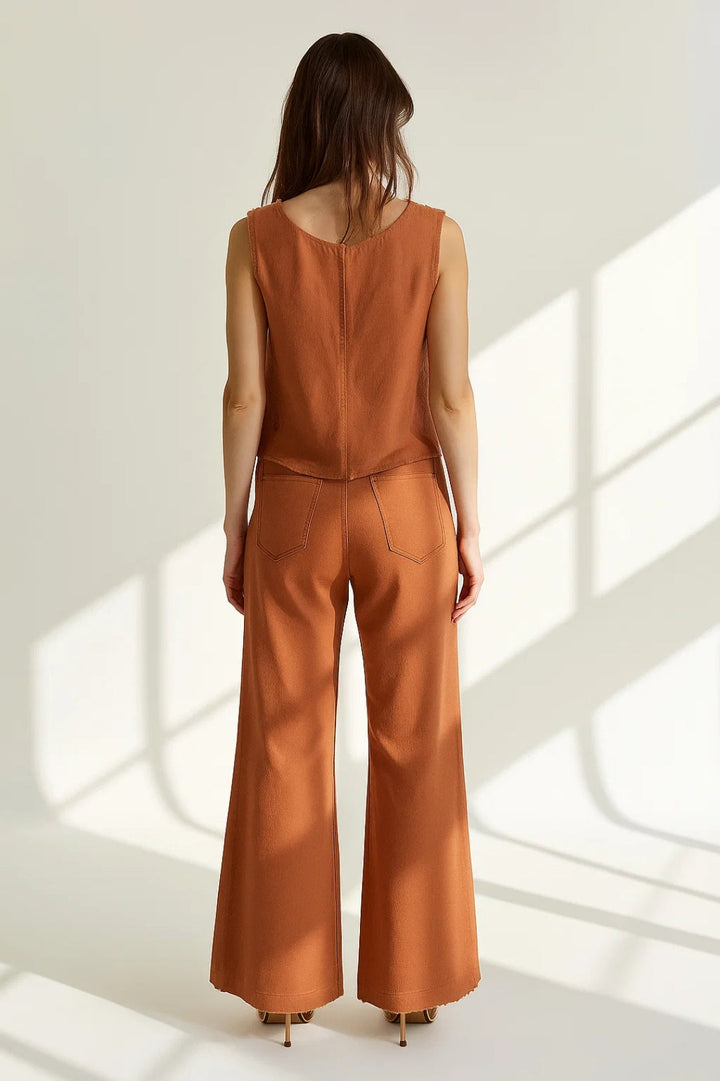 Women's Co-Ord Set | Sleeveless Top | Wide Pants | Modern Minimalist Style