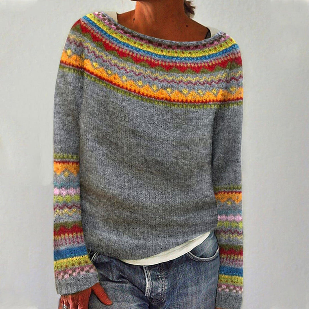 Damski sweter vintage w luźnym kroju na wiosnę