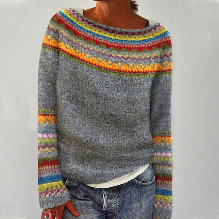 Damski sweter vintage w luźnym kroju na wiosnę