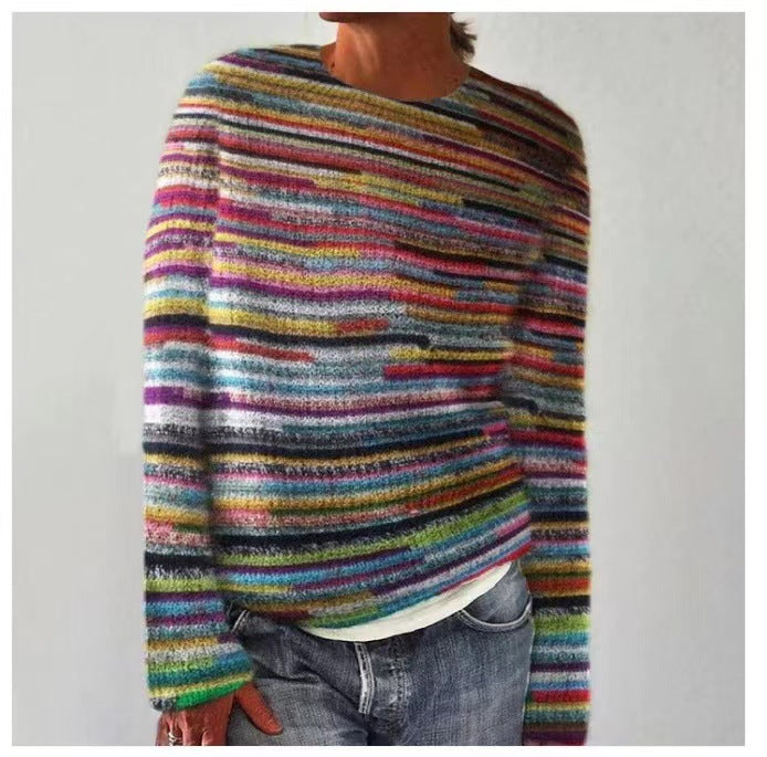 Damski sweter vintage w luźnym kroju na wiosnę