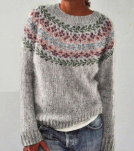 Damski sweter vintage w luźnym kroju na wiosnę