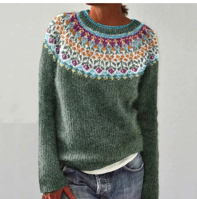 Damski sweter vintage w luźnym kroju na wiosnę