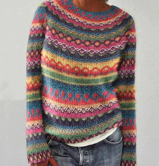 Damski sweter vintage w luźnym kroju na wiosnę