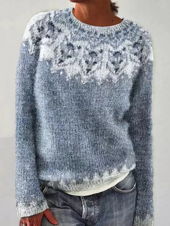 Damski sweter vintage w luźnym kroju na wiosnę