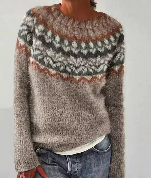 Damski sweter vintage w luźnym kroju na wiosnę