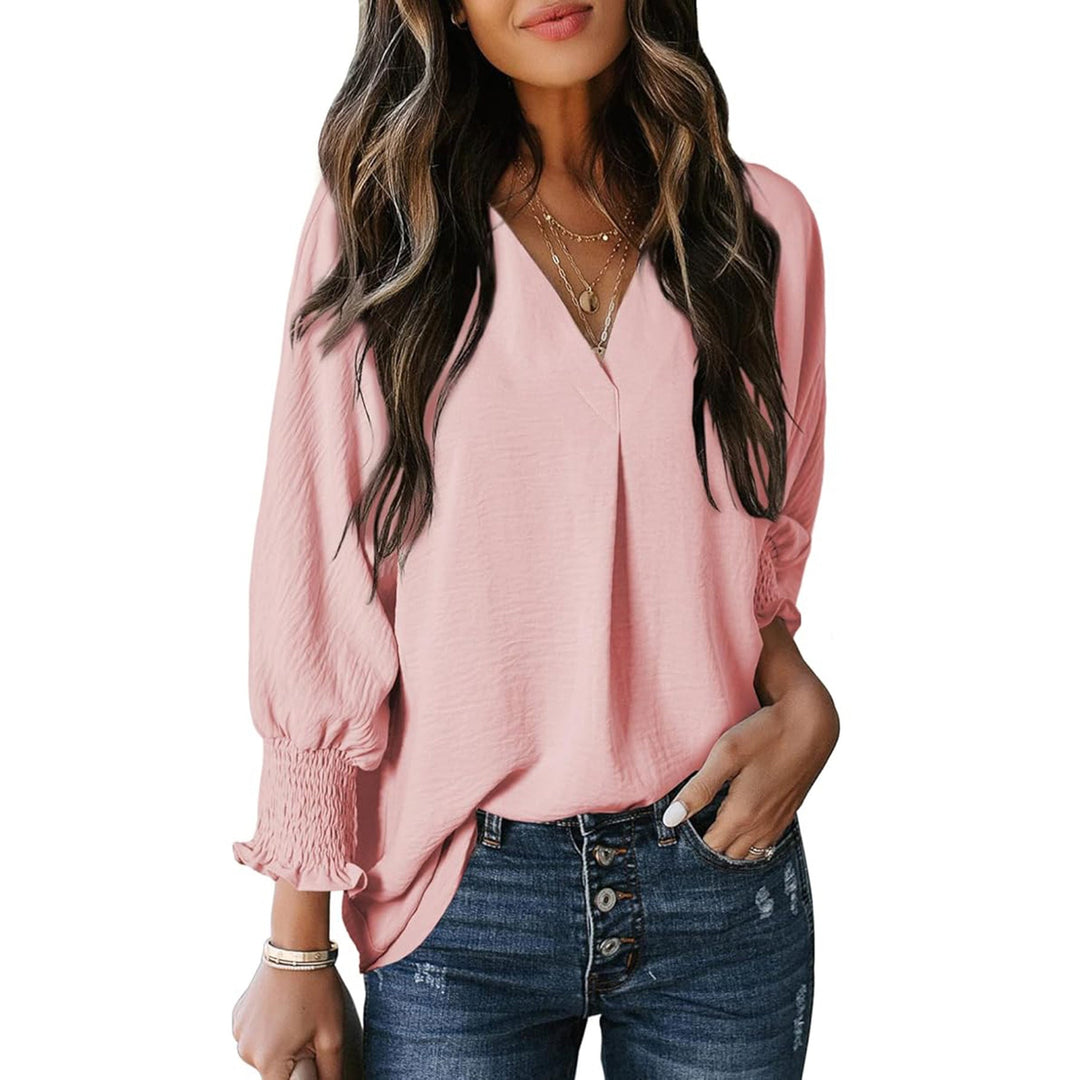 Women's Blouse | Loose Fit | V-Neck with Long Sleeves | Casual