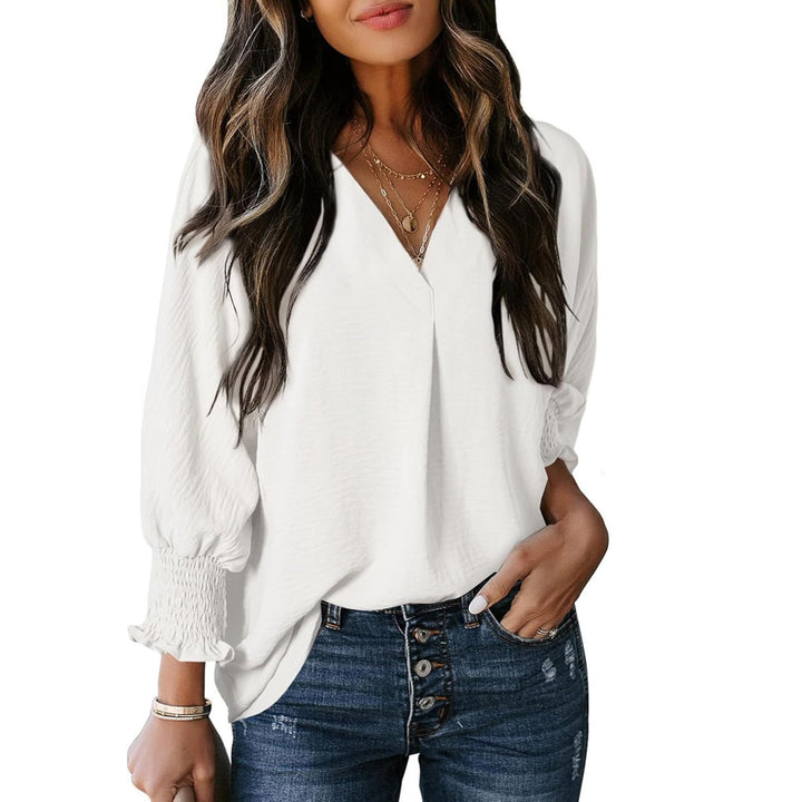 Women's Blouse | Loose Fit | V-Neck with Long Sleeves | Casual