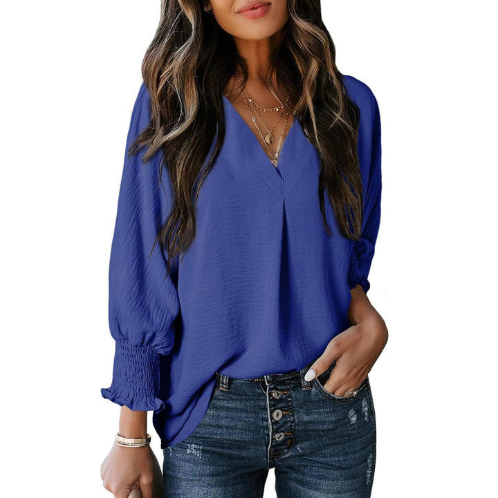 Women's Blouse | Loose Fit | V-Neck with Long Sleeves | Casual