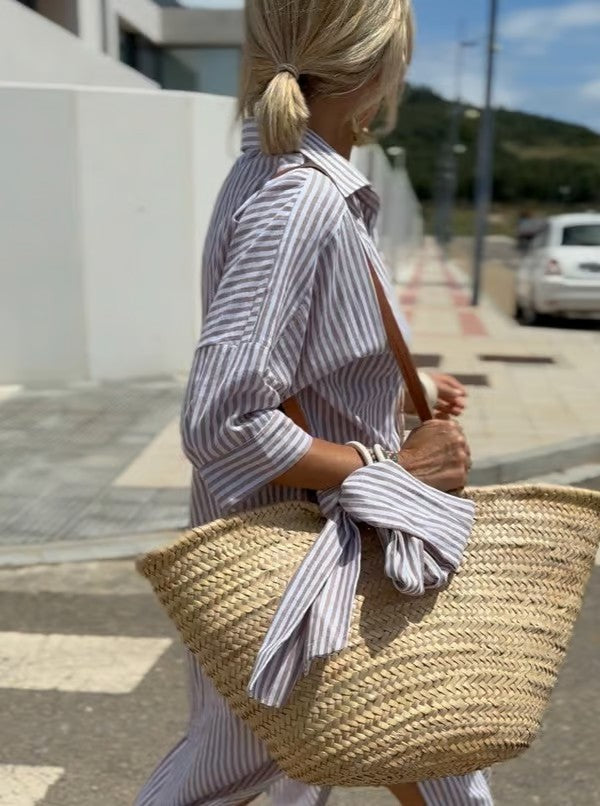 Natalia | Women's midi shirt dress with stripes