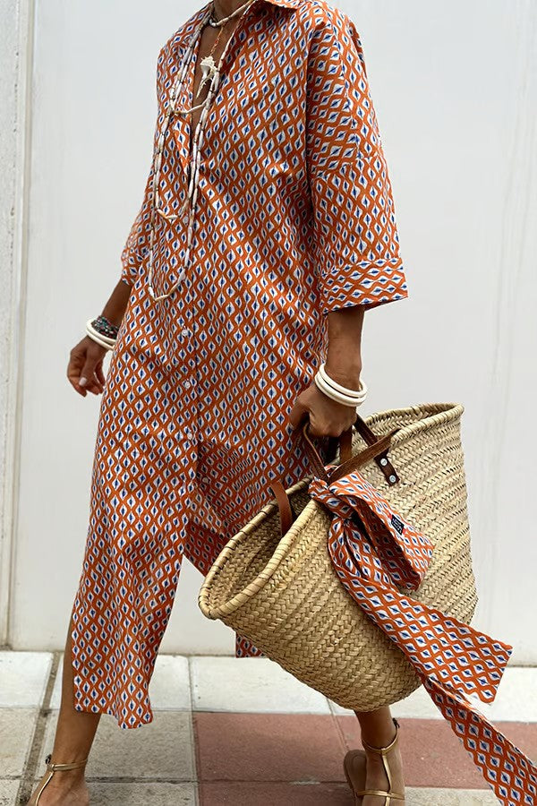 Natalia | Women's midi shirt dress with stripes