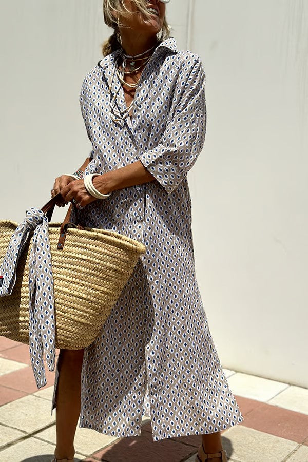 Natalia | Women's midi shirt dress with stripes