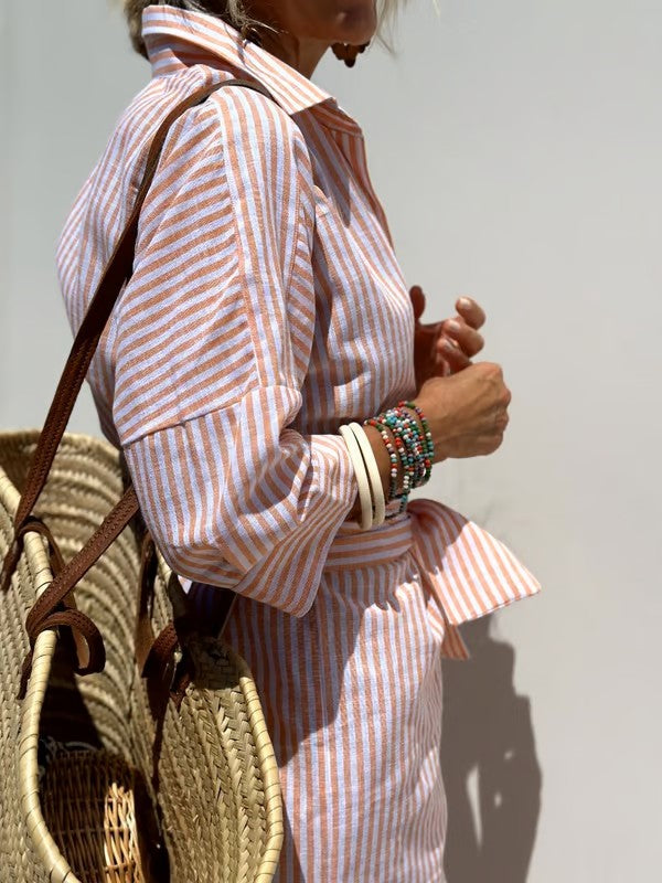 Natalia | Women's midi shirt dress with stripes