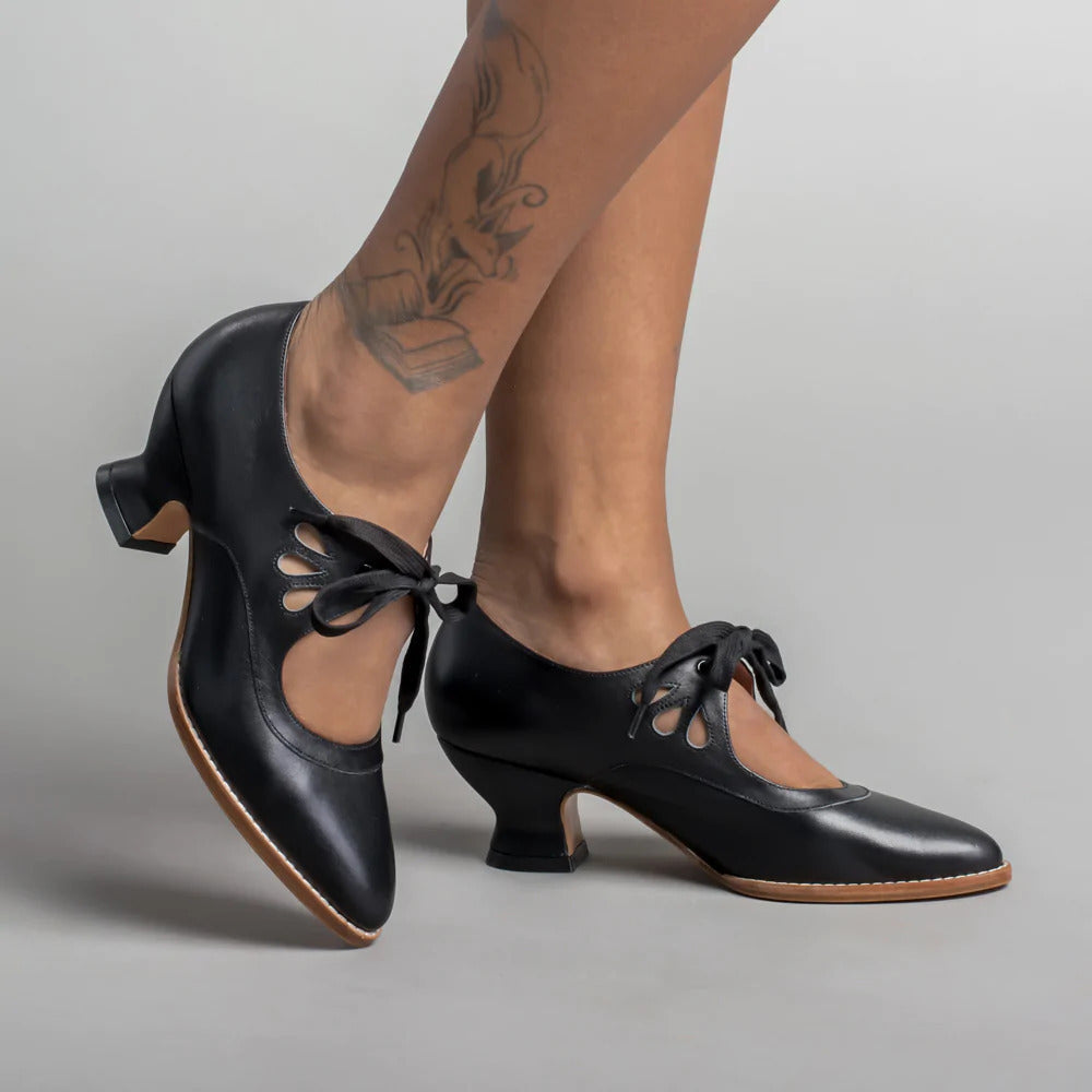 Damskie buty sznurowane na niskim obcasie z okrągłym noskiem | Stylowe 0