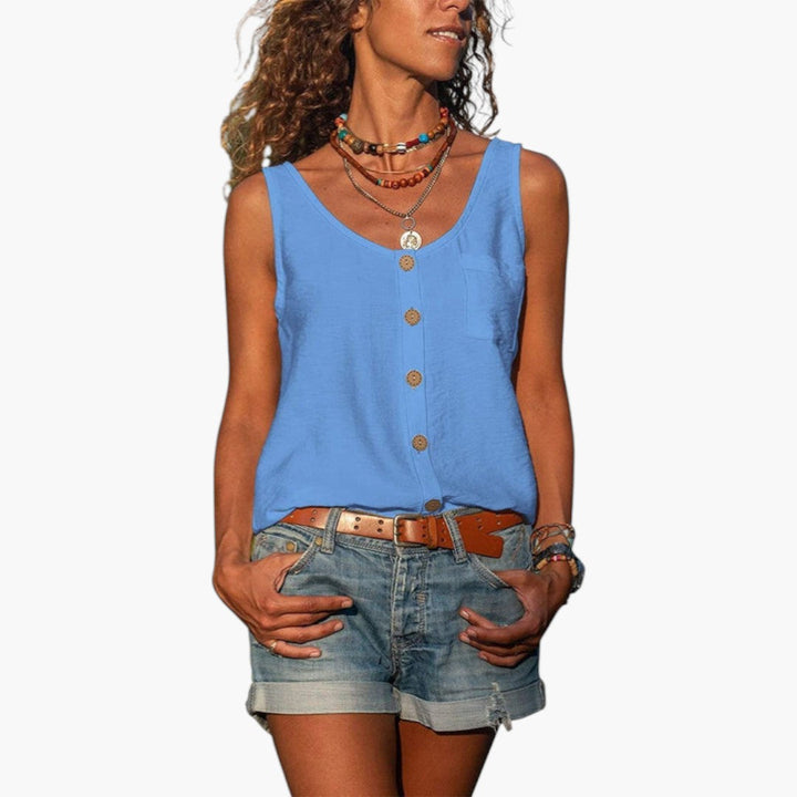 Women's Casual Top | Round Neckline and Relaxed Fit | Lightweight Model for Summer