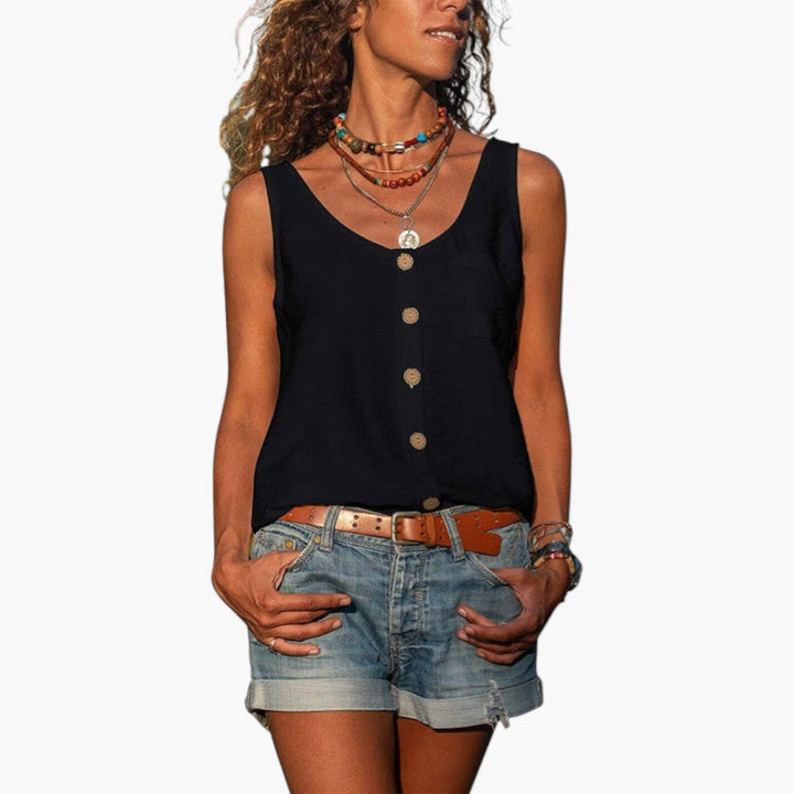 Women's Casual Top | Round Neckline and Relaxed Fit | Lightweight Model for Summer