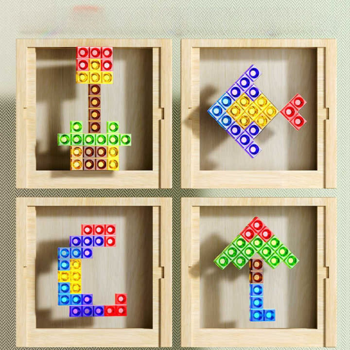 Drewniana układanka Tetris – kolorowa plansza do układania klocków z szufladką do przechowywania dla dzieci i dorosłych 4