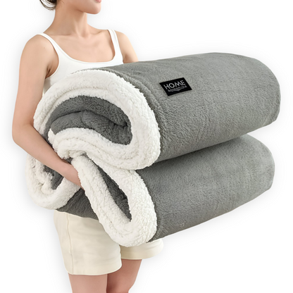 Dwuwarstwowy pluszowy koc Sherpa – dwustronny miękki koc na sofę i łóżko 0