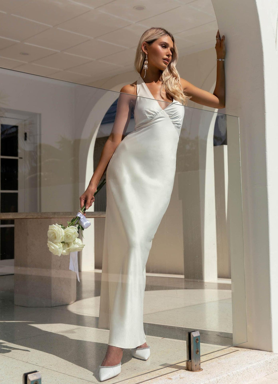 Women's Elegant Maxi Dress | Deep V-Neck | Sleeveless | Minimalist Style