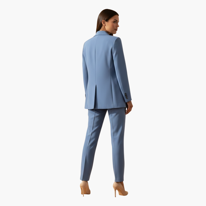 Women's Suit Set with a Fitted Cut Blazer and Straight Pants with Notch Flaps | Pants Suit