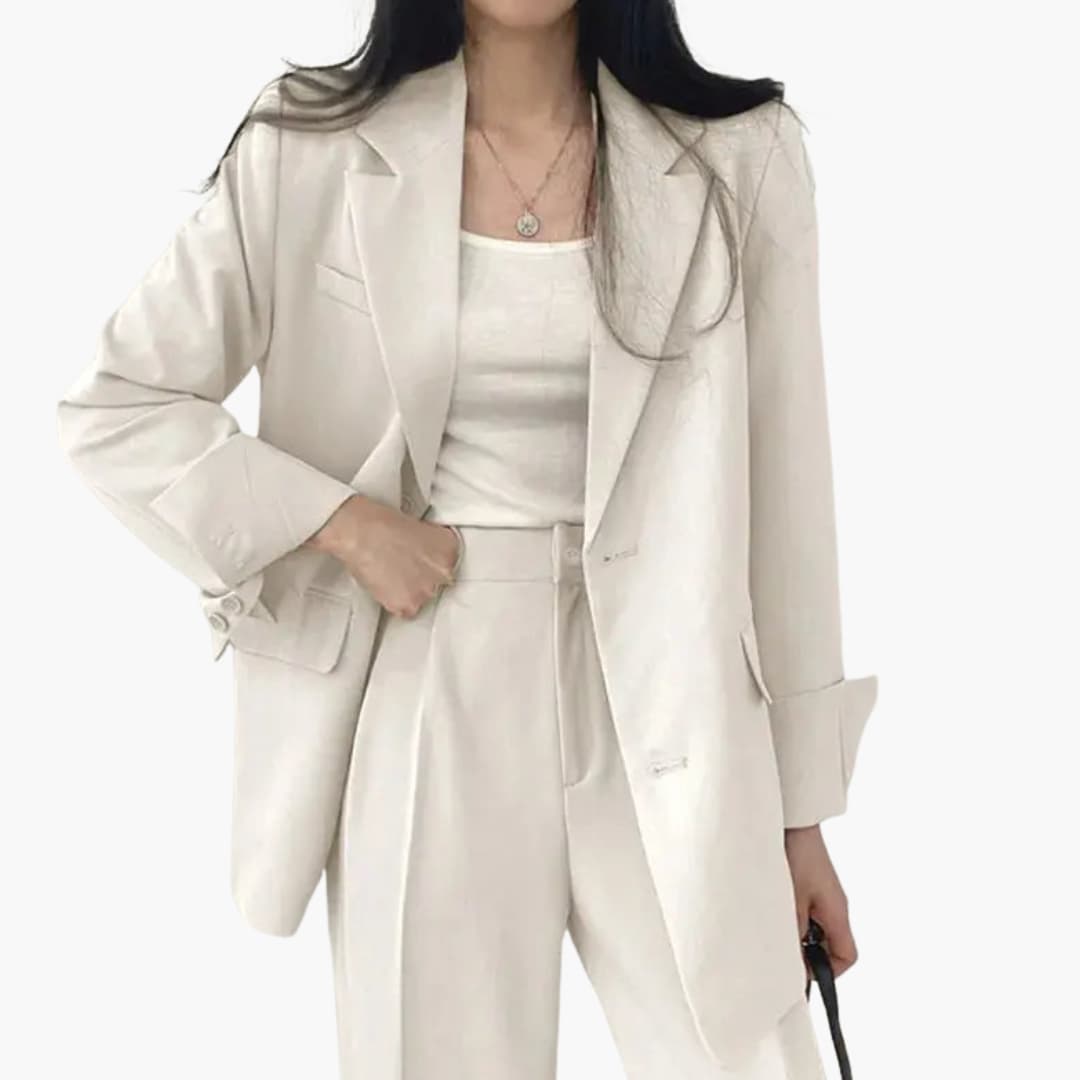 Women's Two-Piece Suit | Classic Blazer and Straight Pants | Timeless Business Look