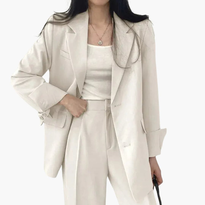 Women's Two-Piece Suit | Classic Blazer and Straight Pants | Timeless Business Look