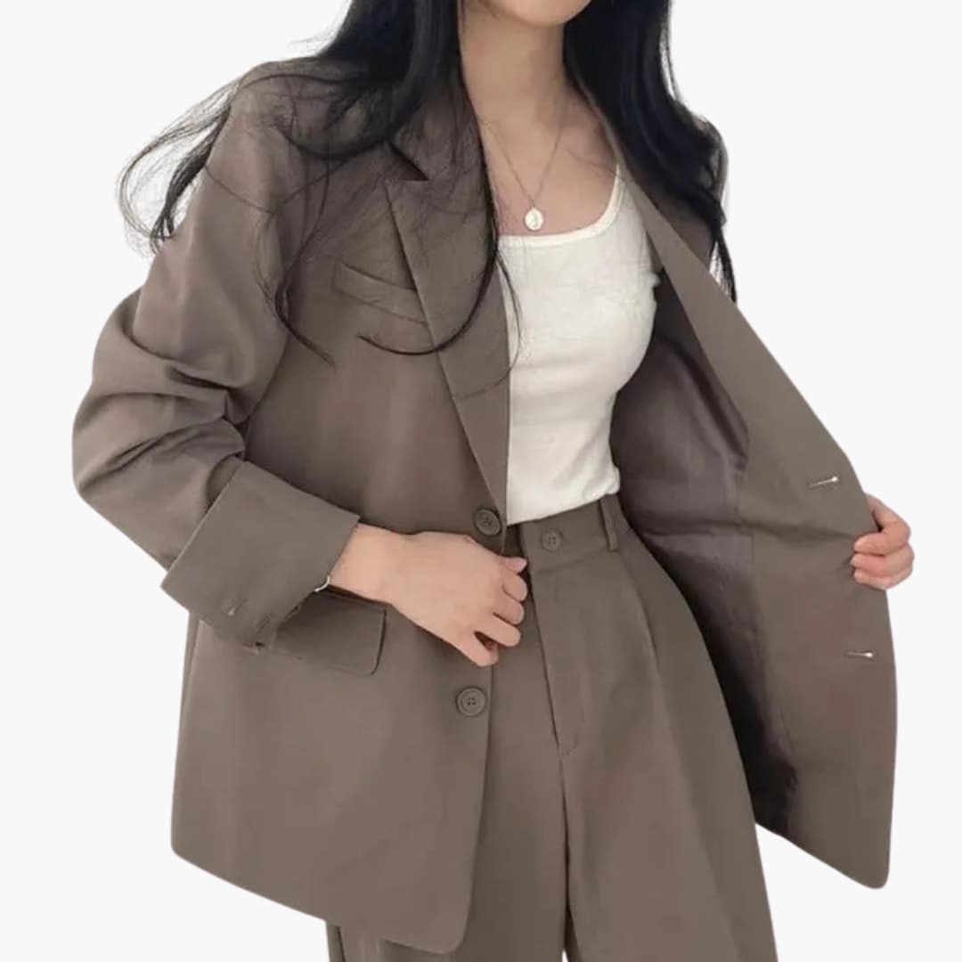 Women's Two-Piece Suit | Classic Blazer and Straight Pants | Timeless Business Look