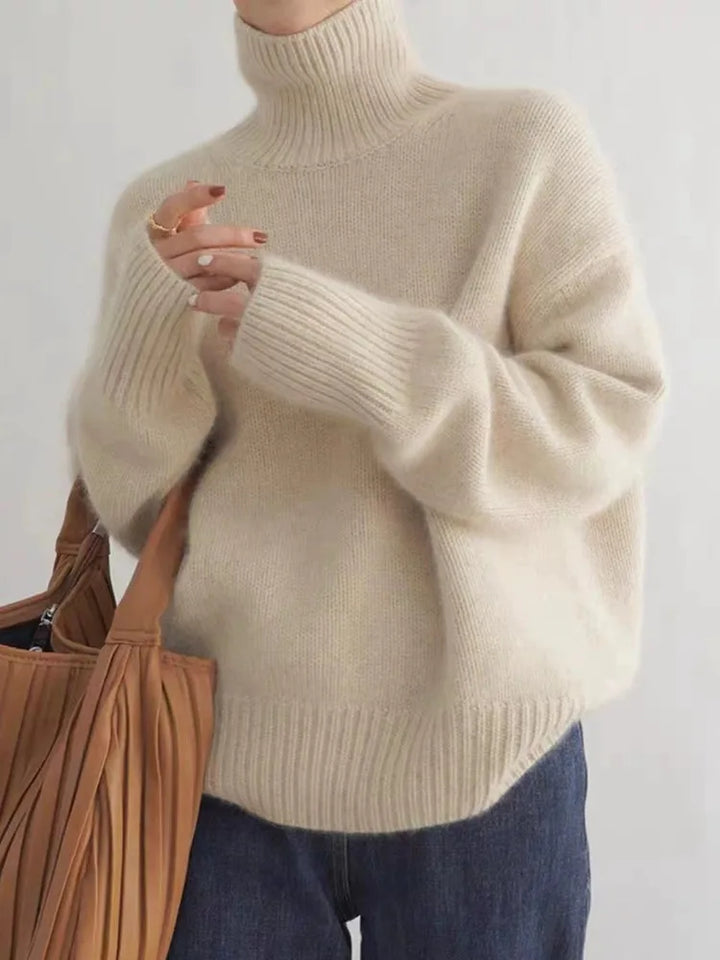 Barbara | Damski sweter z golfem dzianinowy