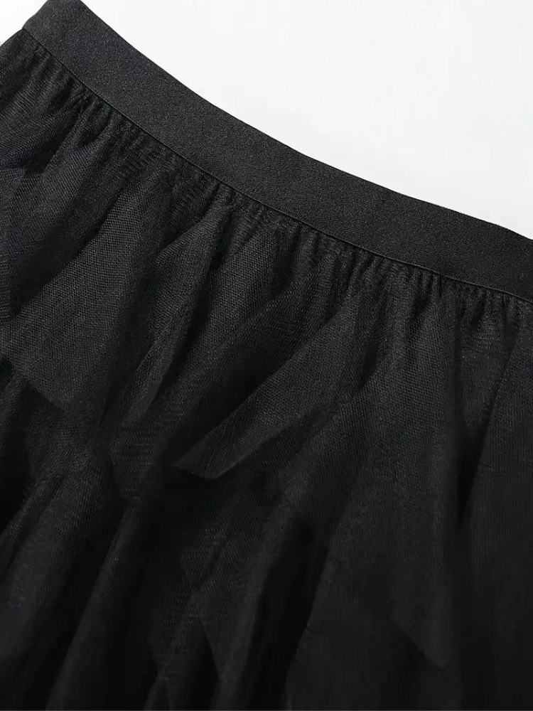 Damska Spódnica Midi | Luźny Krój | Warstwowy Tiul z Elastyczną Talią | Elegancki Styl