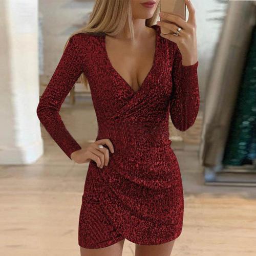 Sylwia | Glitter Mini Dress with Long Sleeves
