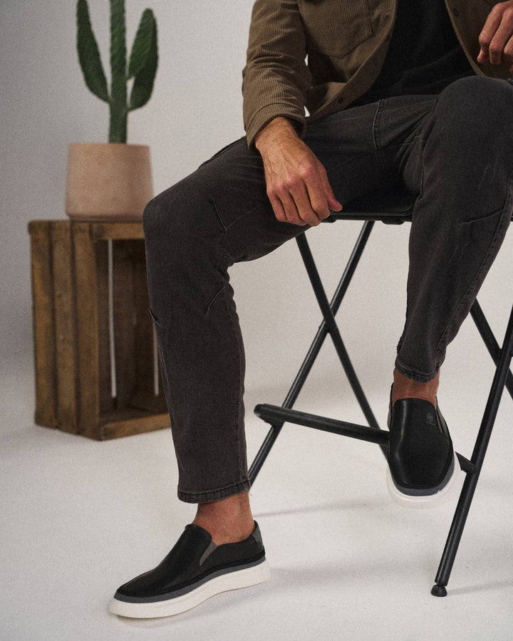 Tristan | Męskie Wsuwane Półbuty Low Top z Kontrastową Podeszwą